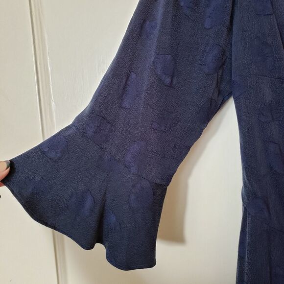 Line & Dot Ruffle Wrap Fully Lined Mini Dress - Picture 5 of 9